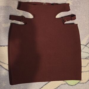 NWT Brown Akria Cutout Skirt